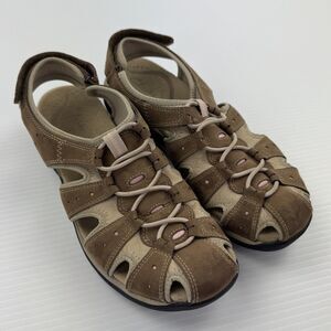 Clarks Springers Sandals Women 9M Brown Leather Closed Toe Fisherman Comfort
